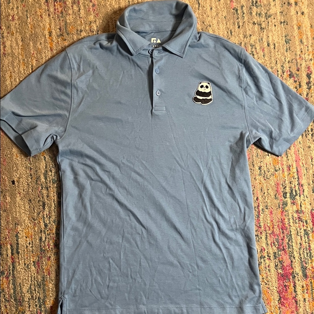 Classic Blue Polo Shirt with Panda Emblem